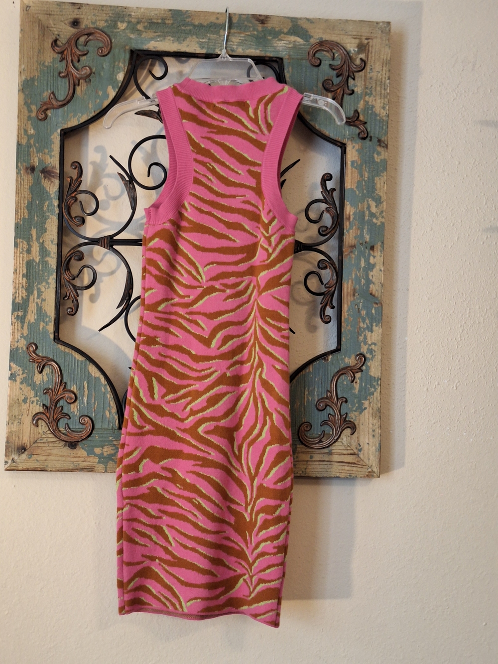 🔥🔥$8.00 Forever 21 Pink/Brn Zebra-Print Sleeveless Mini Dress. NWT Size S - Picture 8 of 11